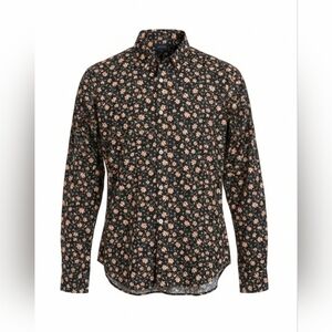 J. Crew Men’s Flex Washed Slim Casual Button Down Long Sleeve Shirt Black Floral